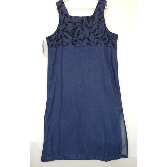 Original TY Wear Denim Overall Maxi Dress Embroidered Women‎ 20 W Blue Modest - Picture 2 of 10